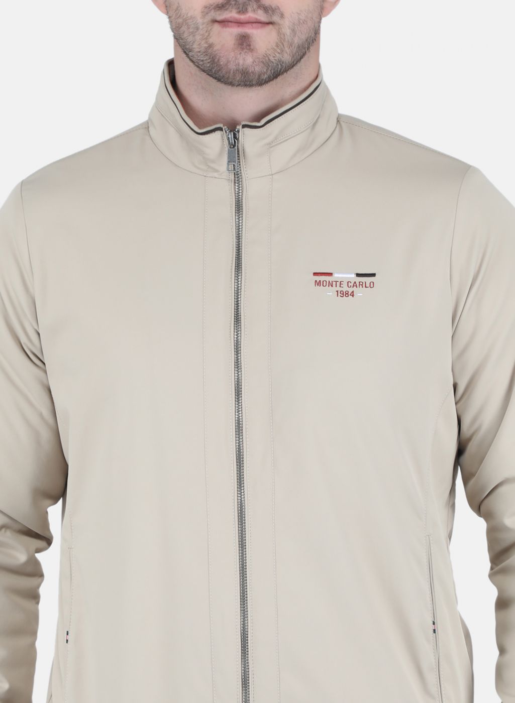 Men Beige Solid Jacket