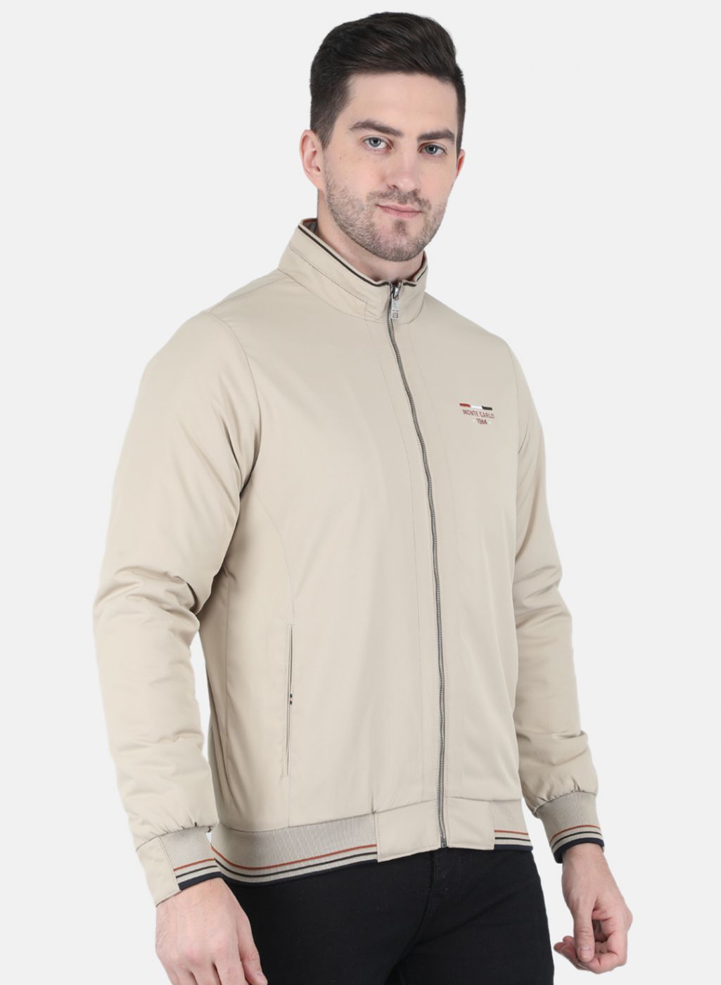 Men Beige Solid Jacket