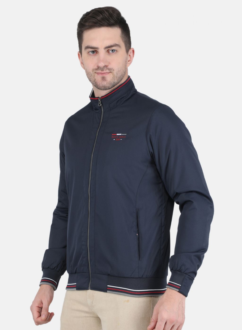 Men NAvy Blue Solid Jacket