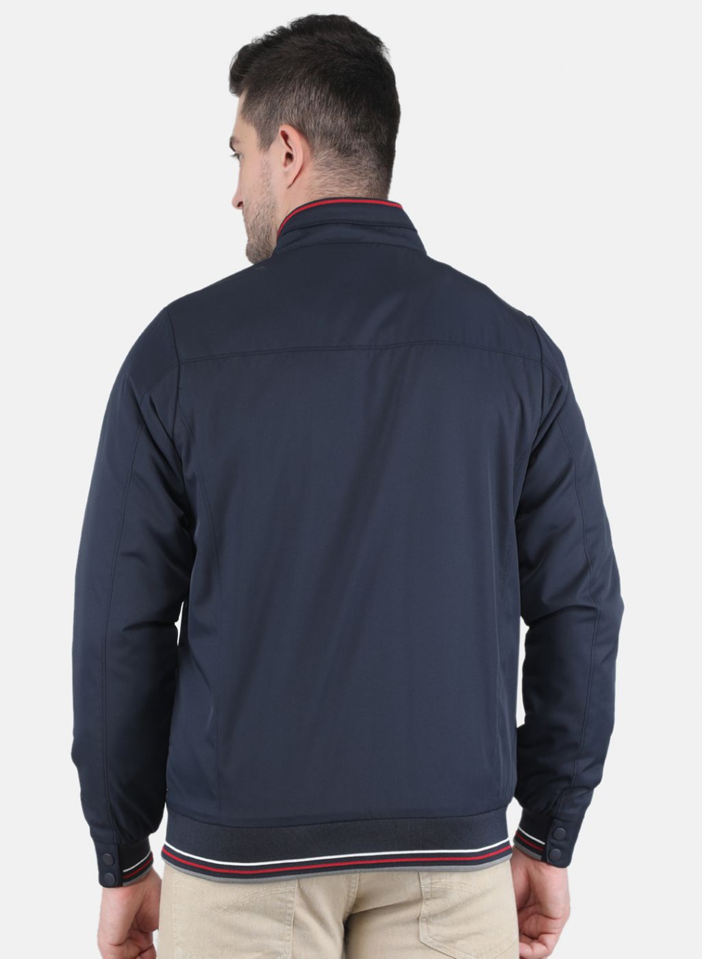 Men NAvy Blue Solid Jacket