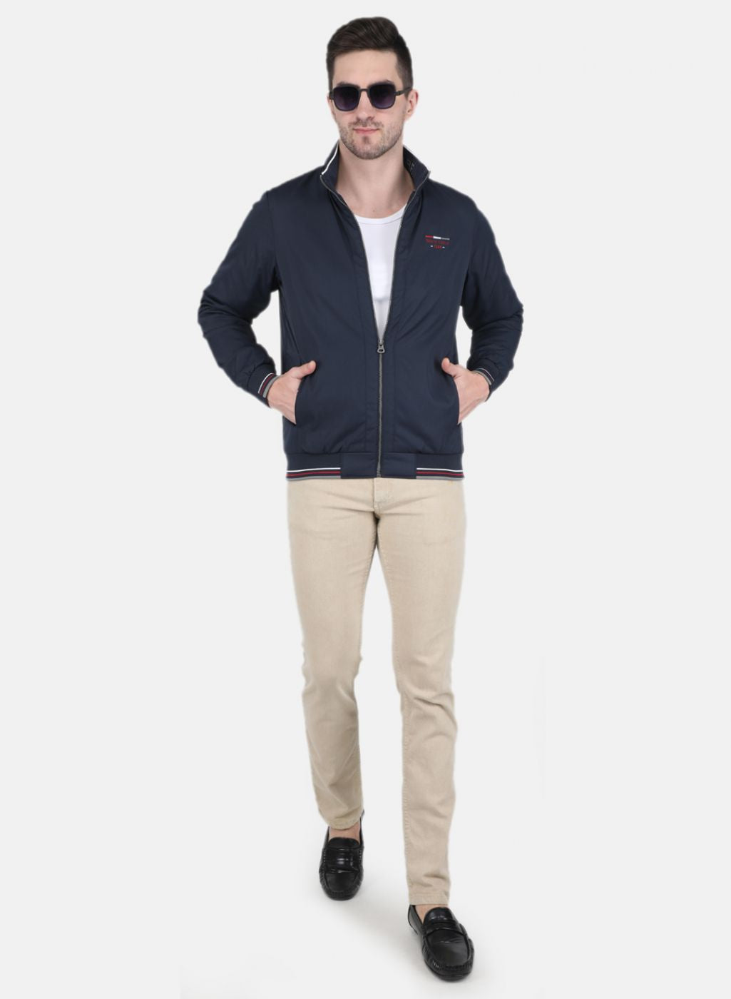 Men NAvy Blue Solid Jacket
