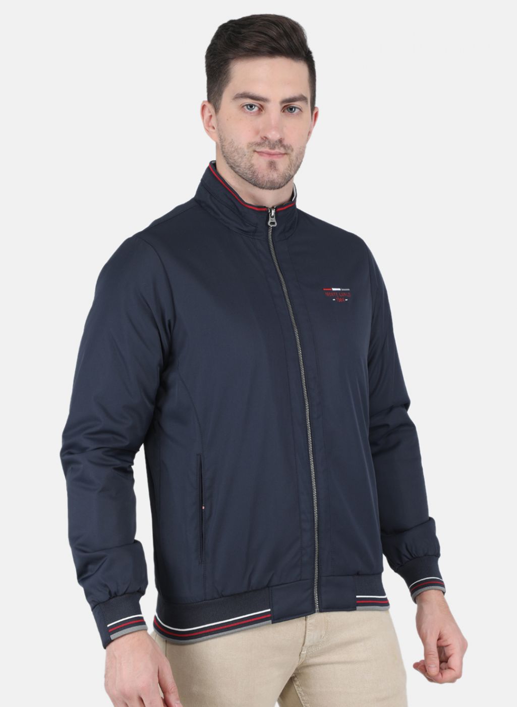 Men NAvy Blue Solid Jacket