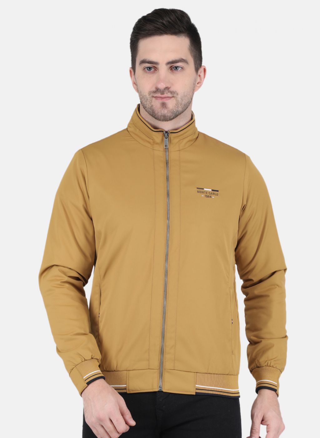Men Mustard Solid Jacket