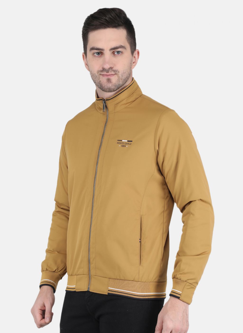 Men Mustard Solid Jacket
