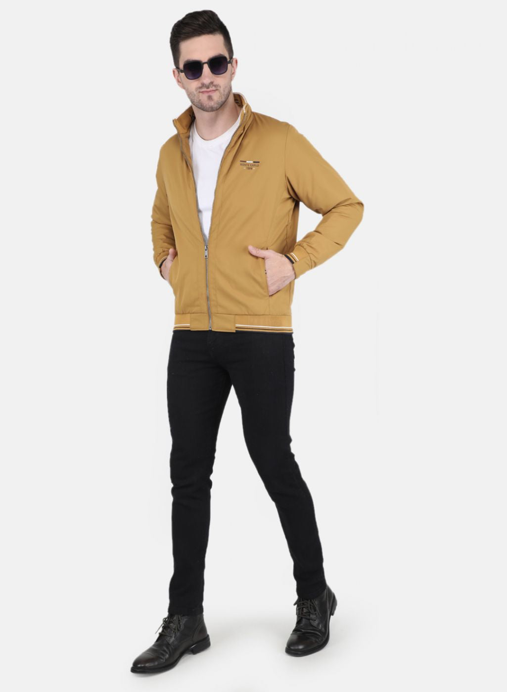 Men Mustard Solid Jacket