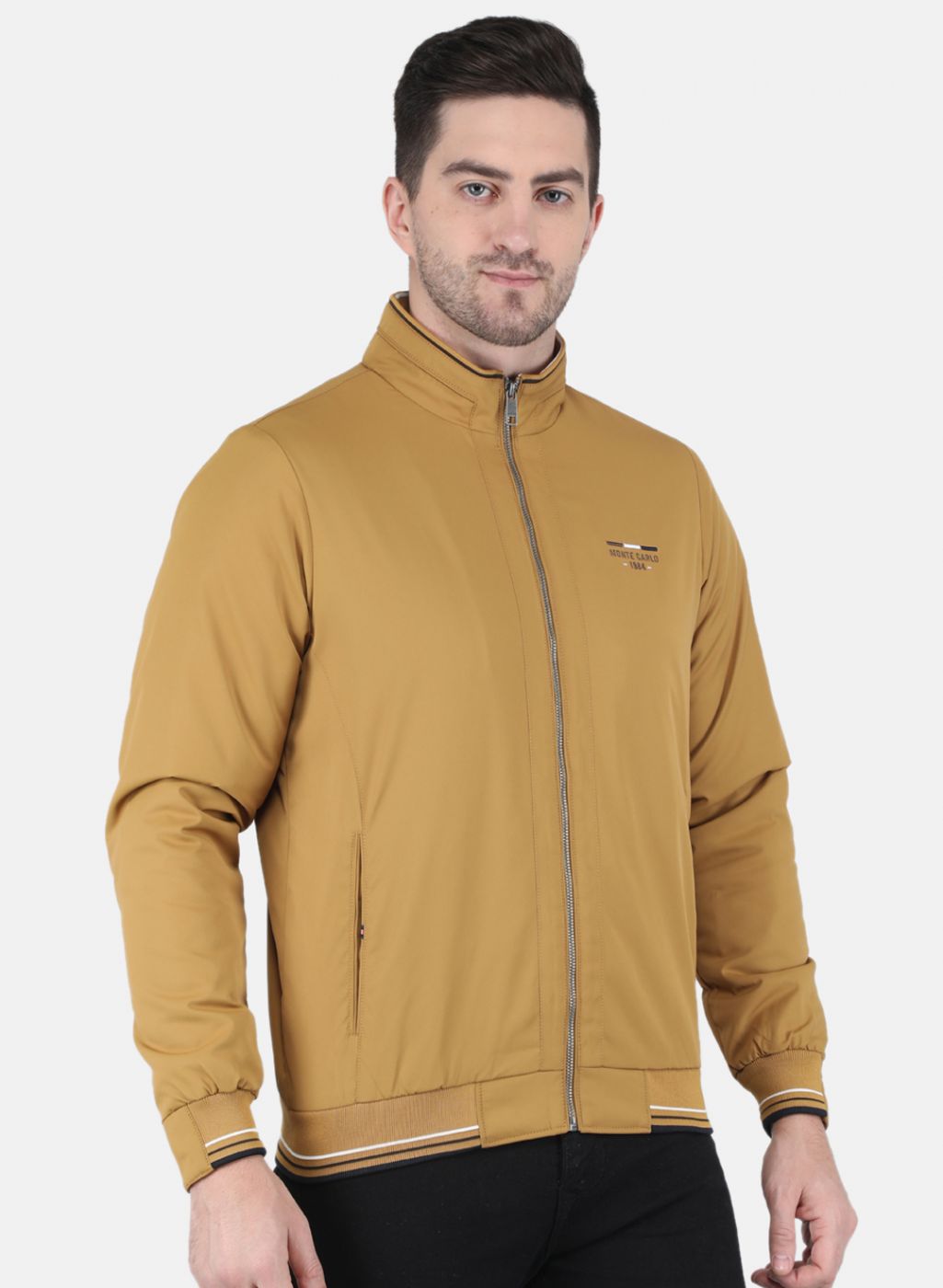 Men Mustard Solid Jacket