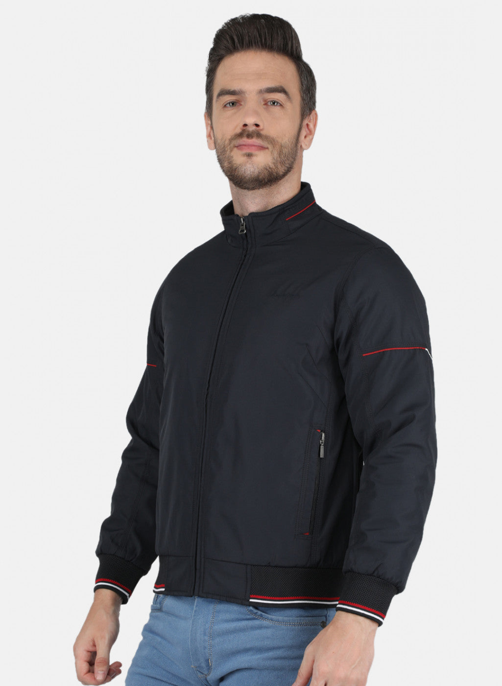 Men NAvy Blue Solid Jacket