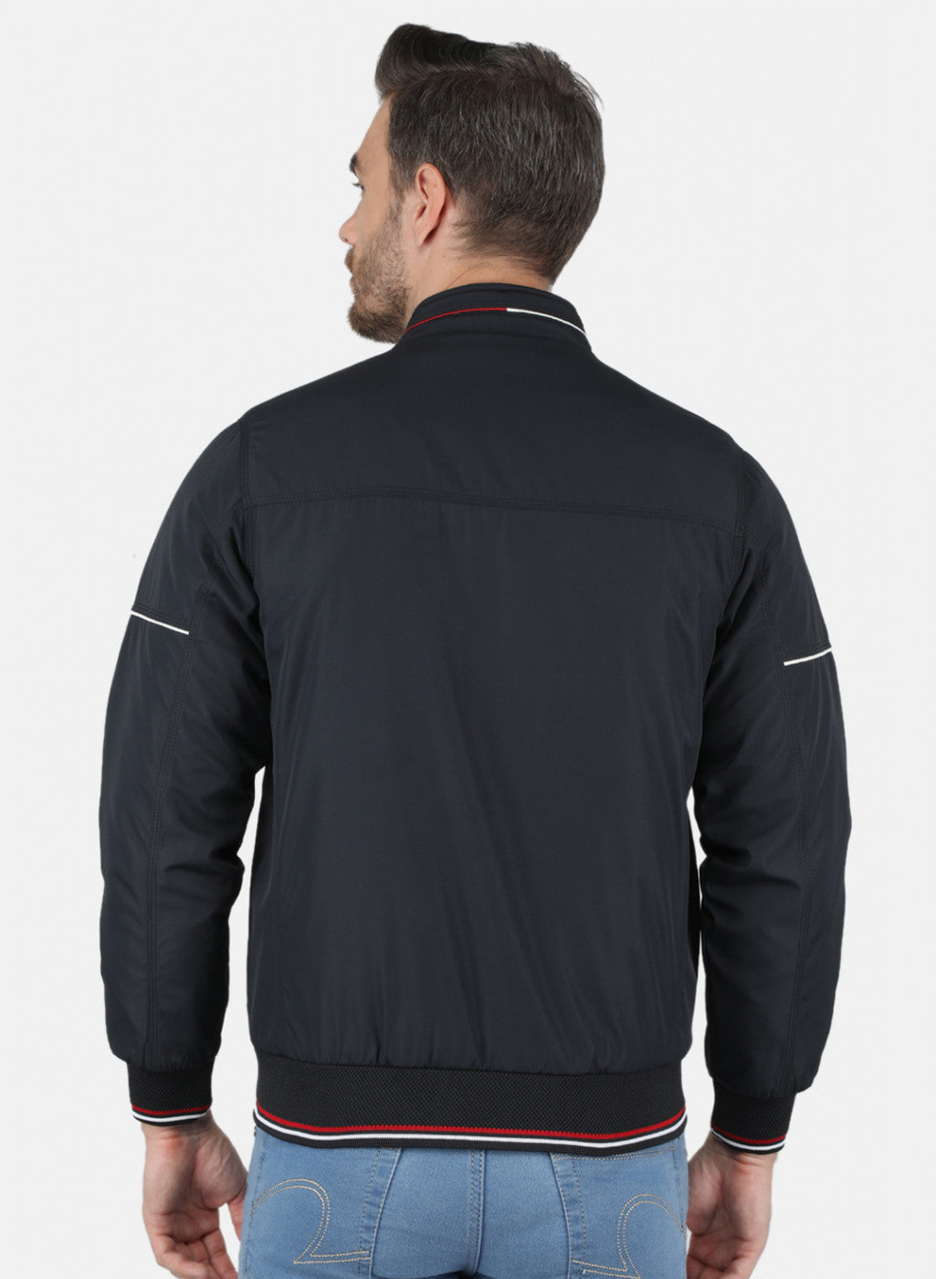 Men NAvy Blue Solid Jacket