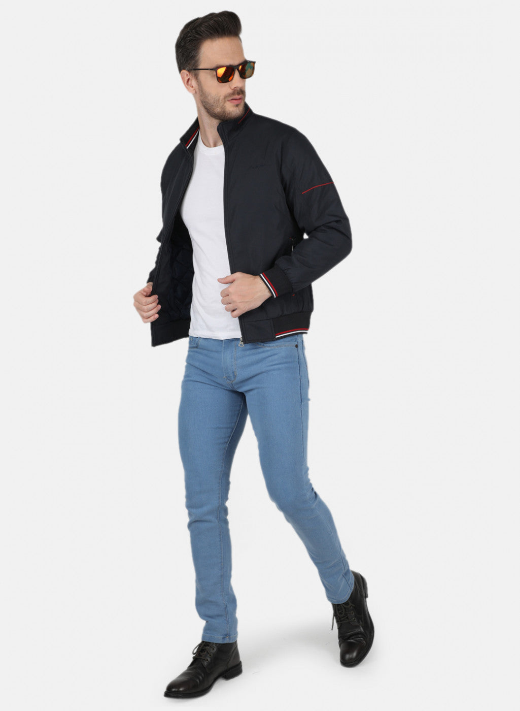 Men NAvy Blue Solid Jacket