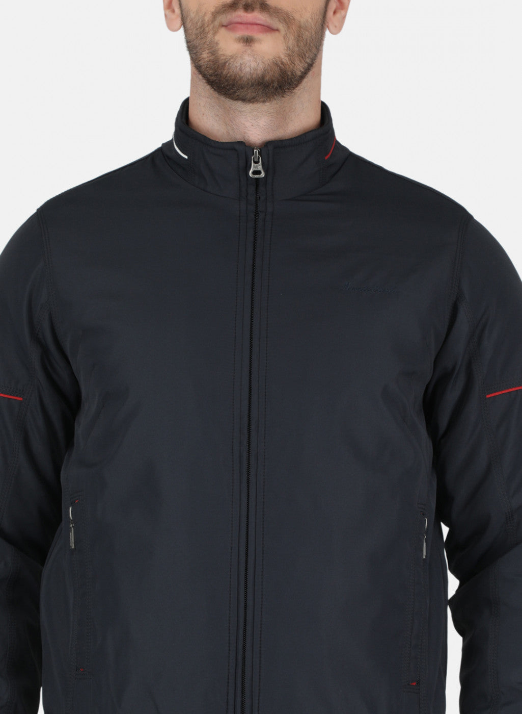 Men NAvy Blue Solid Jacket