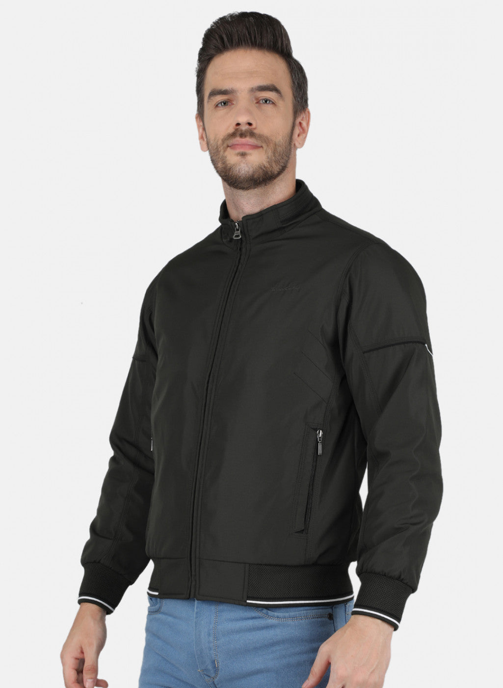 Men Olive Solid Jacket