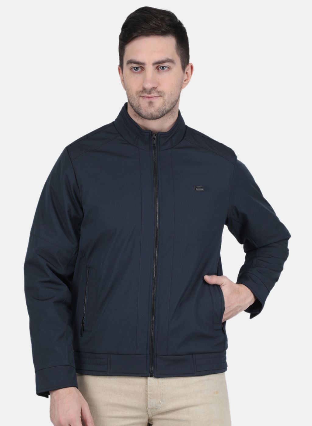 Men NAvy Blue Printed Jacket