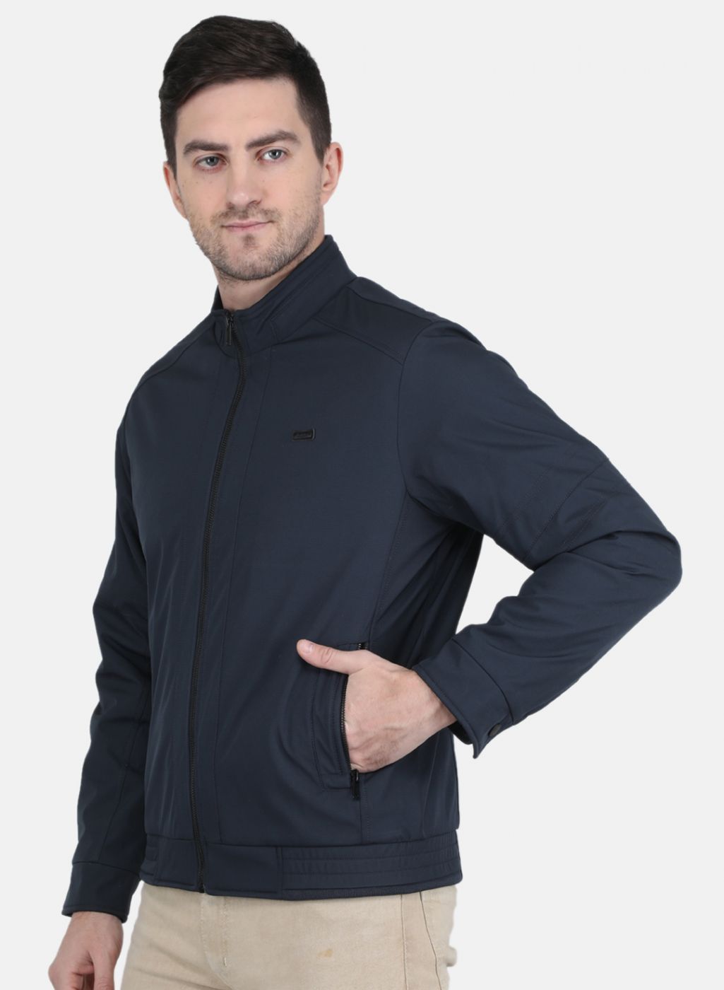 Men NAvy Blue Printed Jacket