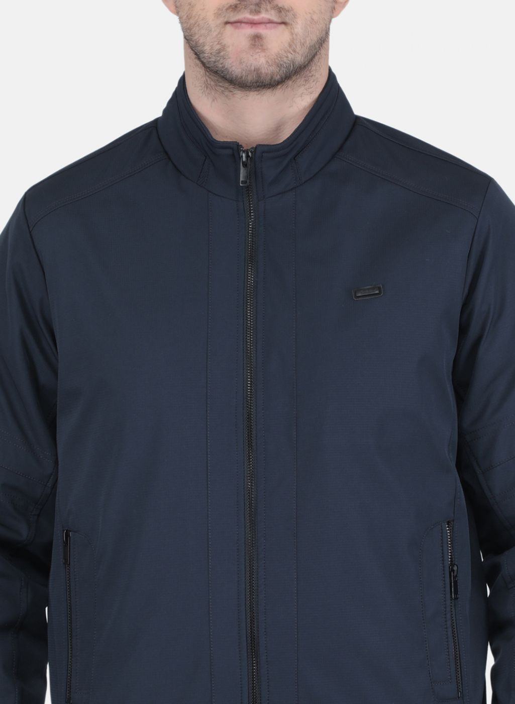 Men NAvy Blue Printed Jacket