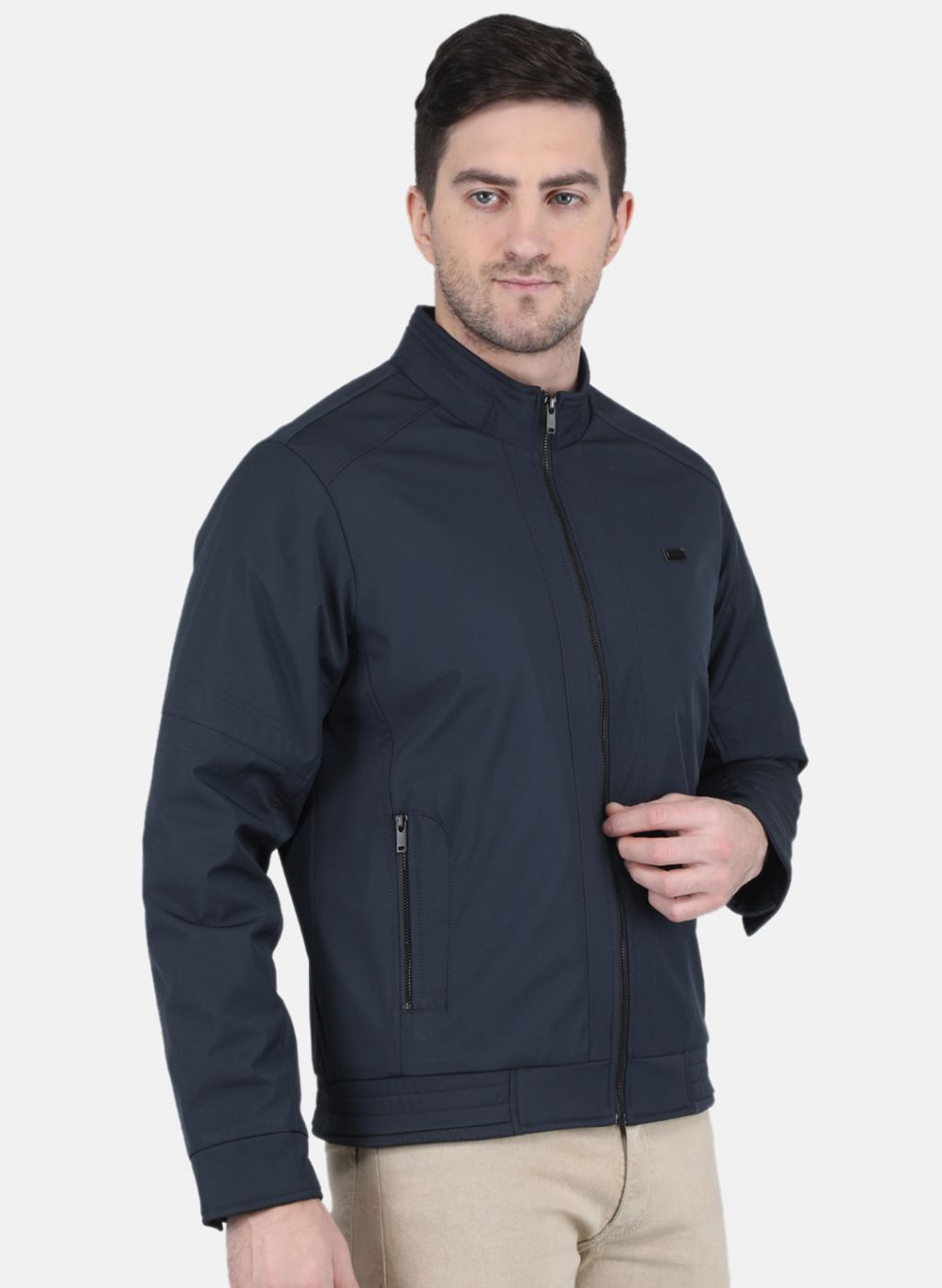 Men NAvy Blue Printed Jacket