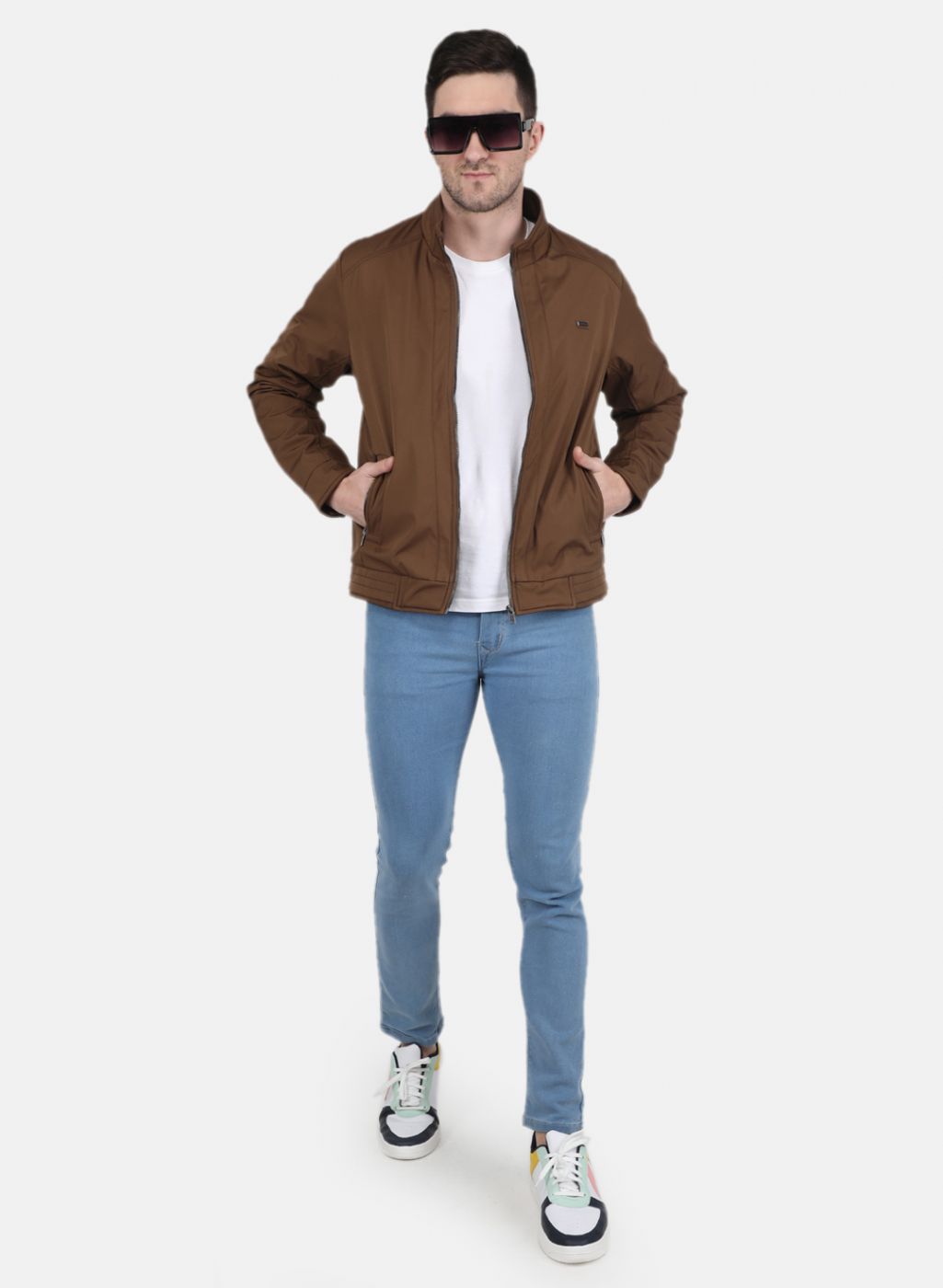 Men Brown Printed Jacket