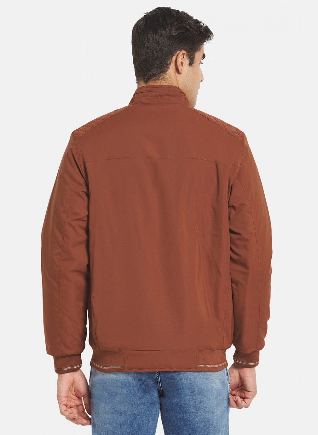 Men Rust Orange Solid Jacket