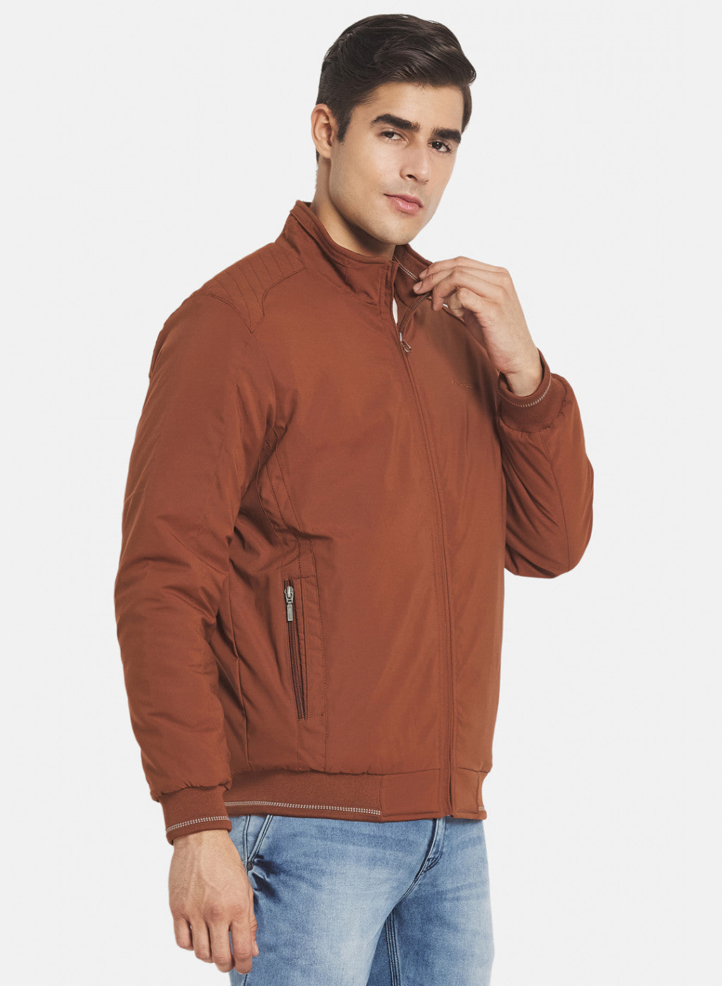 Men Rust Orange Solid Jacket