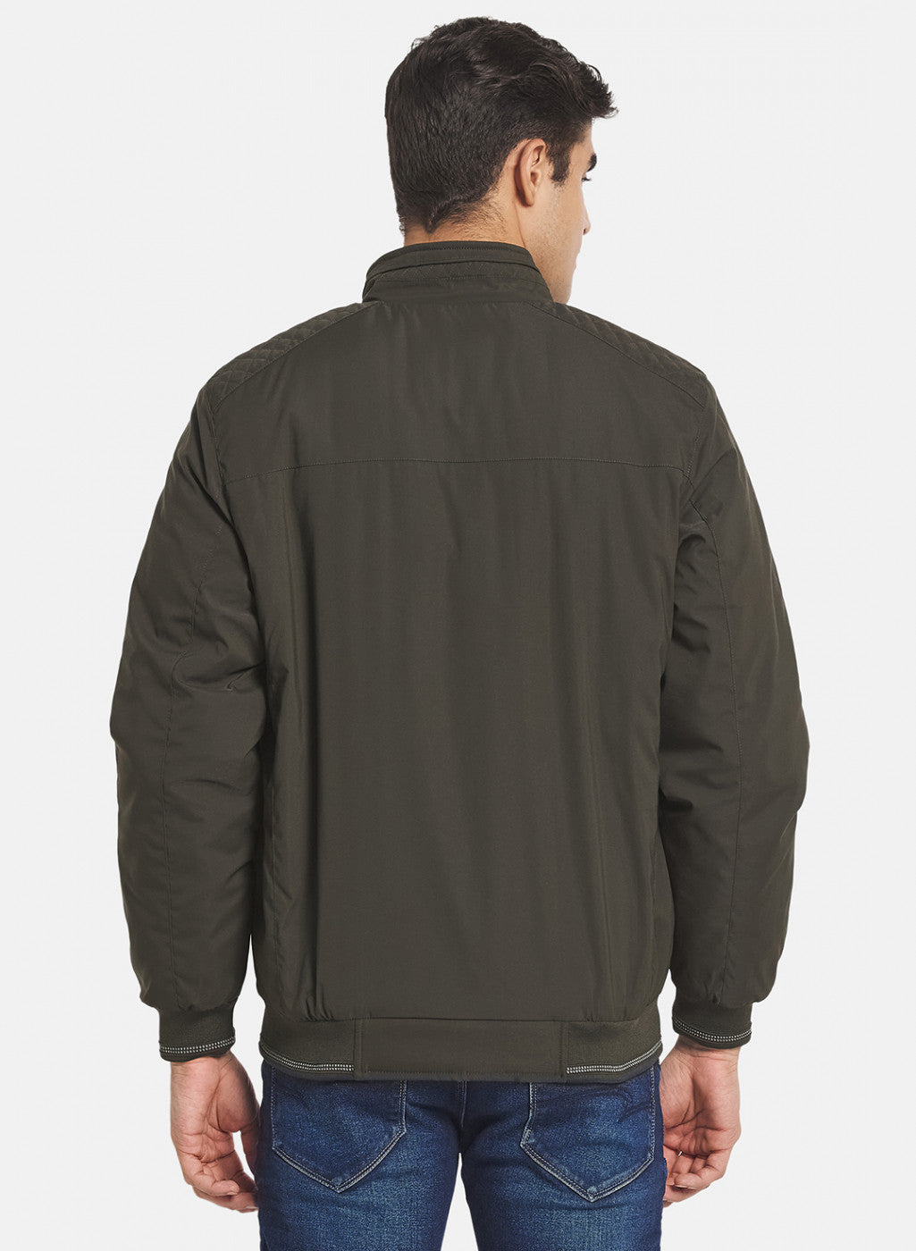 Men Olive Solid Jacket