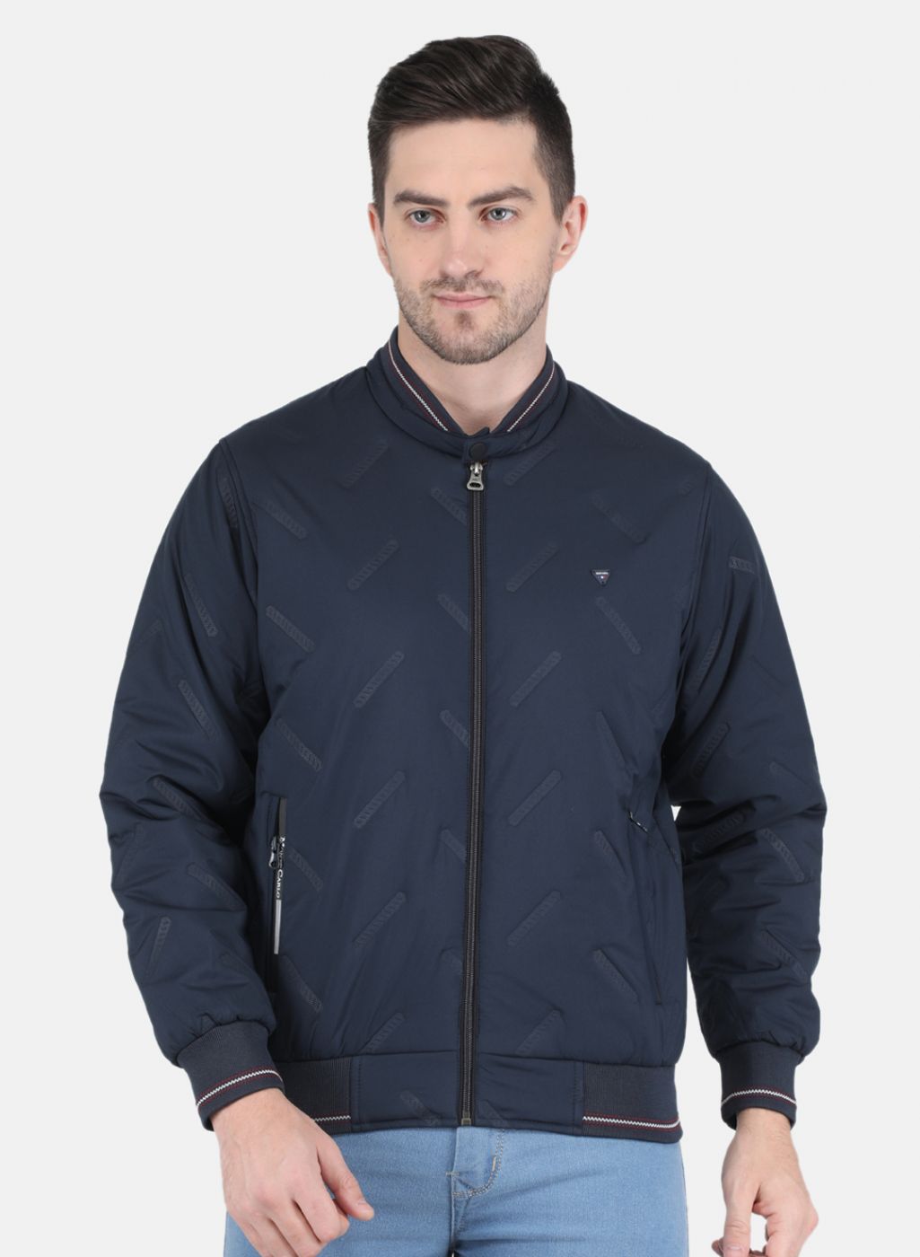 Men NAvy Blue Solid Jacket