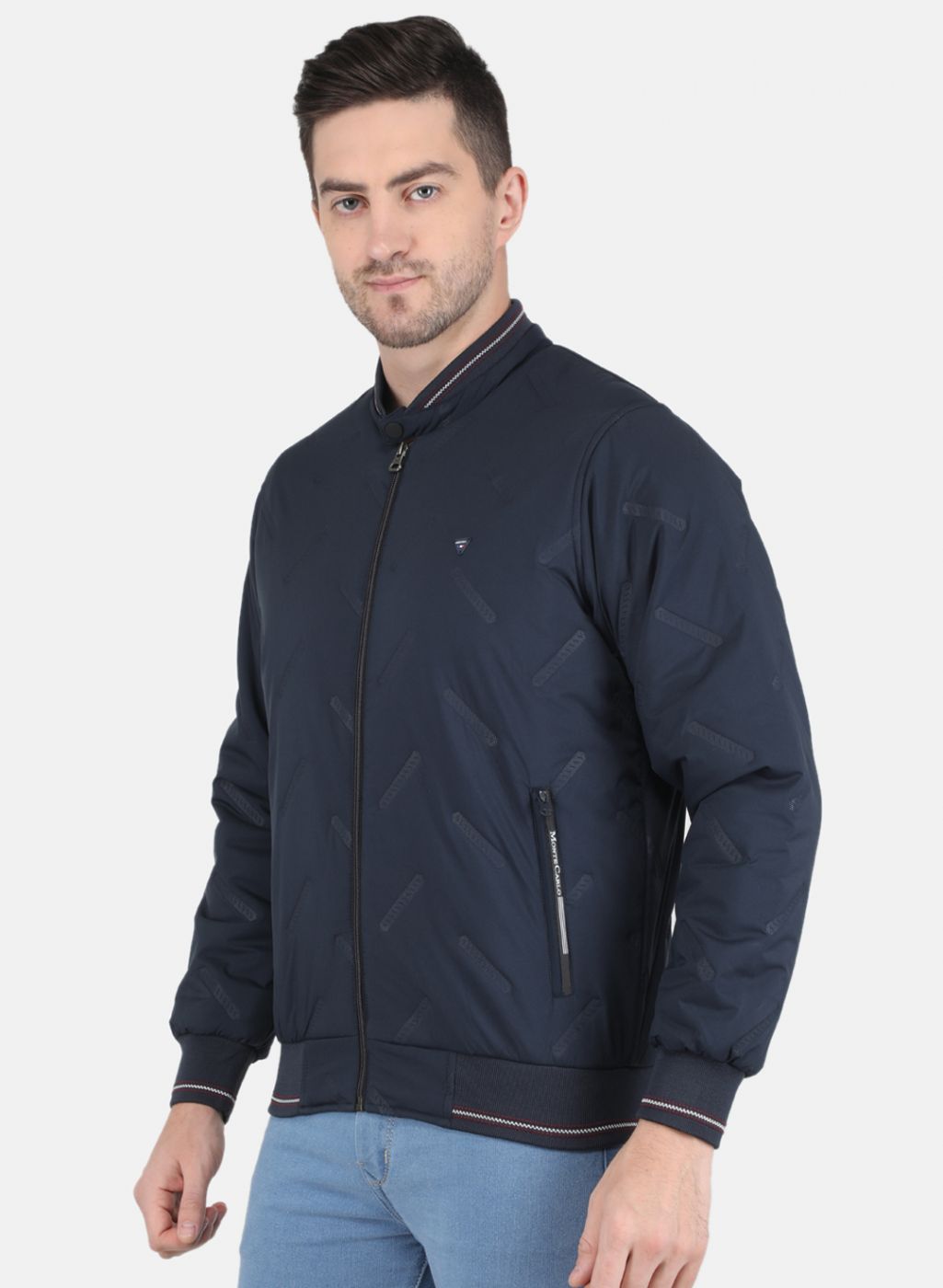 Men NAvy Blue Solid Jacket