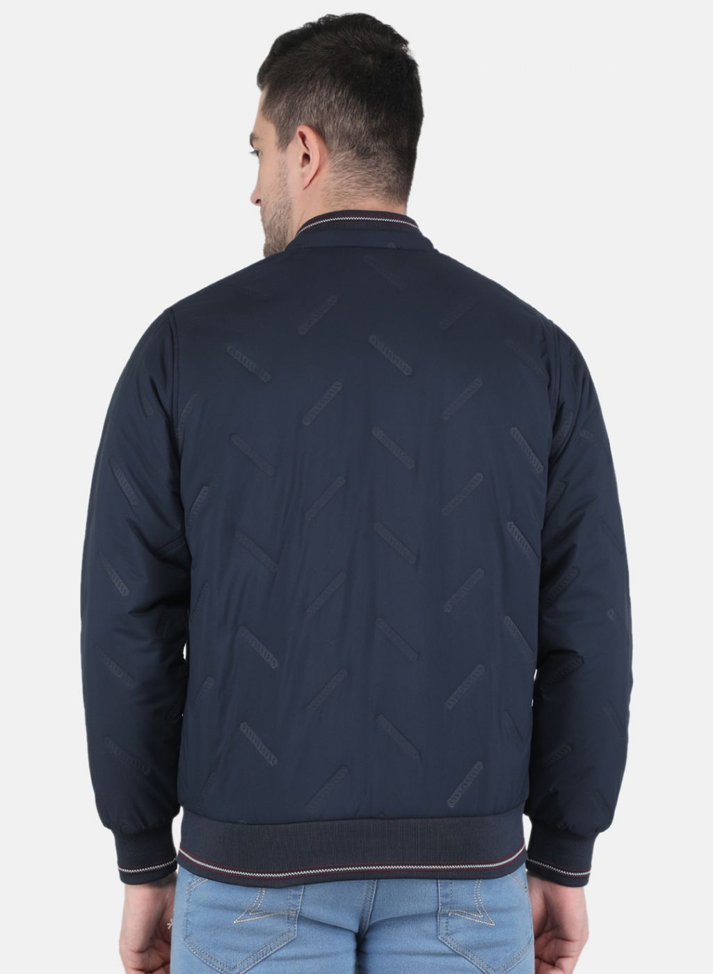 Men NAvy Blue Solid Jacket