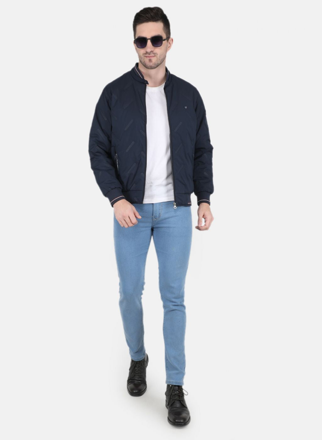 Men NAvy Blue Solid Jacket