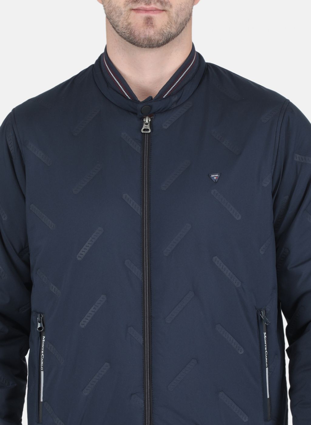 Men NAvy Blue Solid Jacket