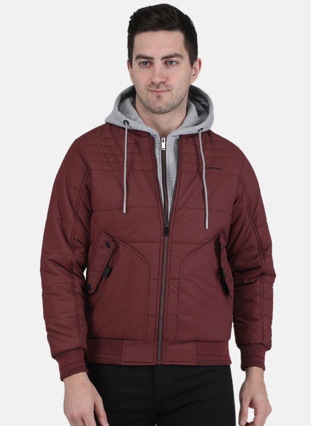 Men Maroon Solid Jacket