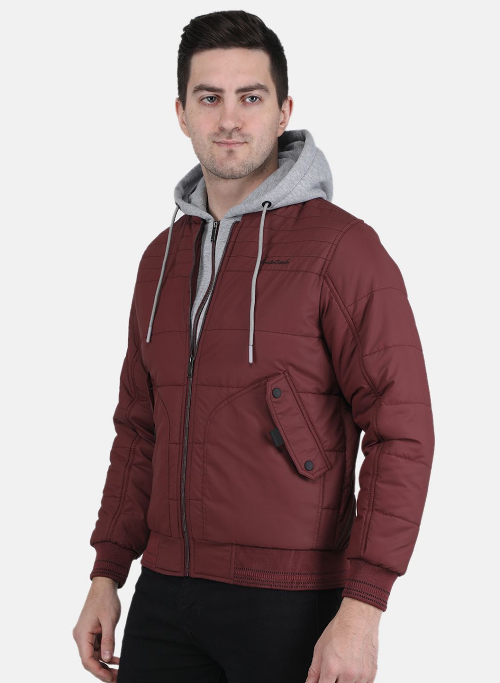 Men Maroon Solid Jacket