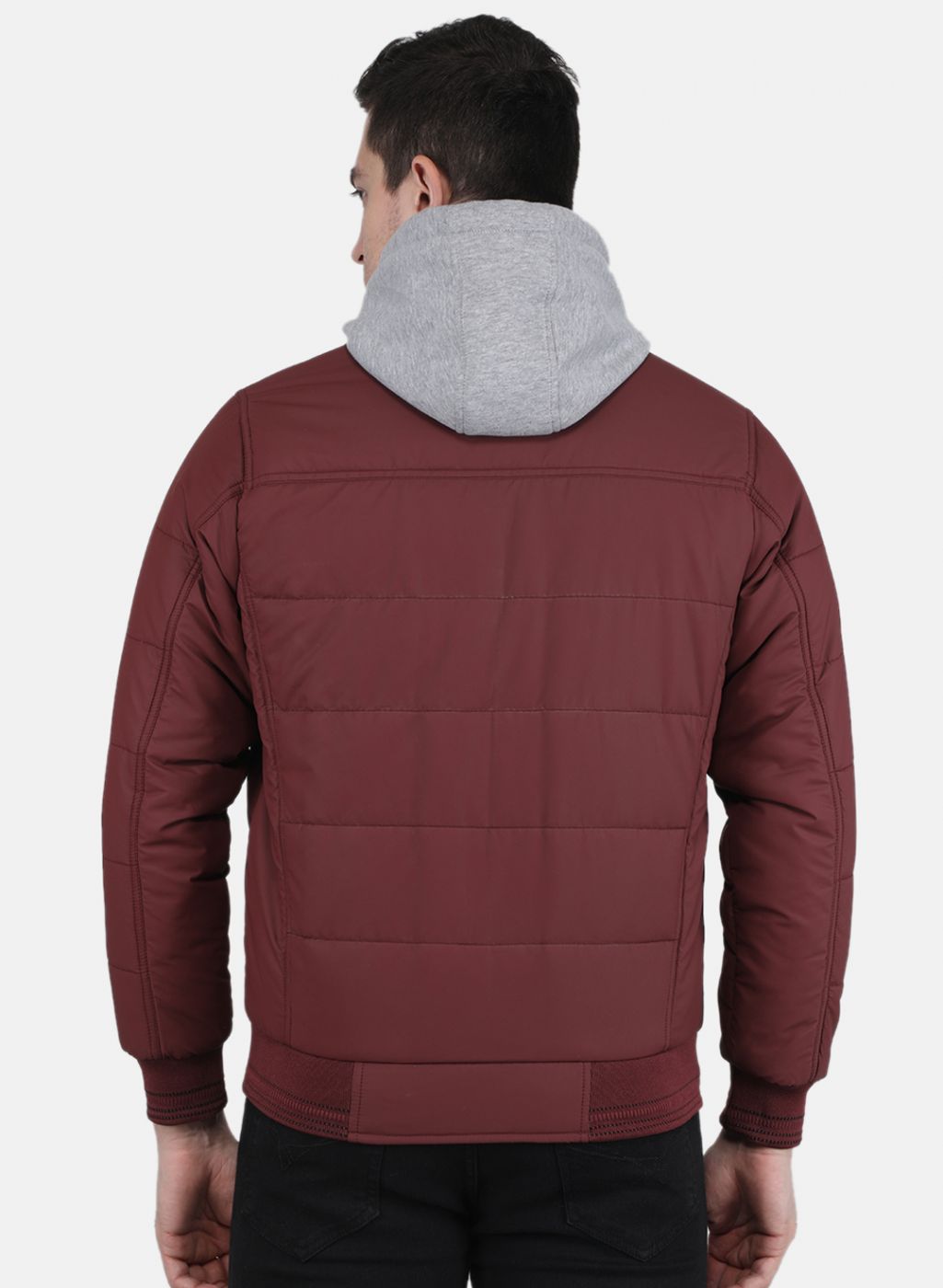 Men Maroon Solid Jacket