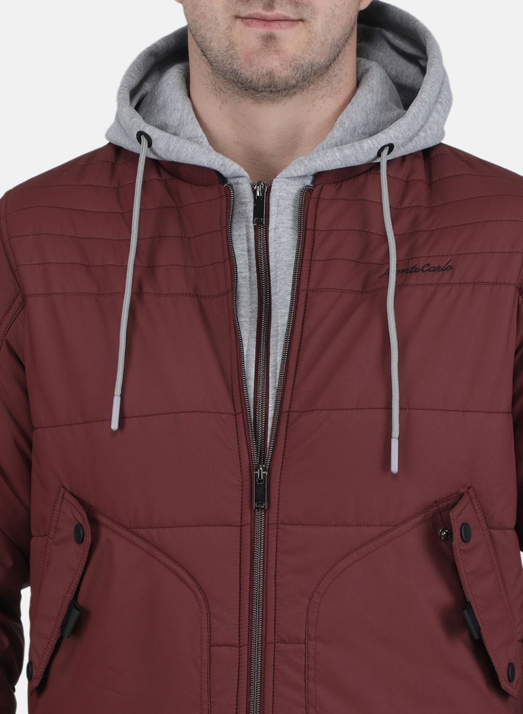 Men Maroon Solid Jacket