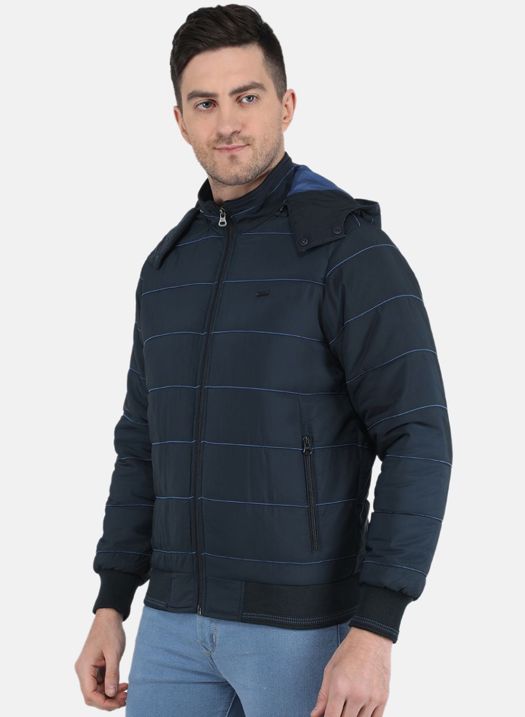 Men NAvy Blue Solid Jacket