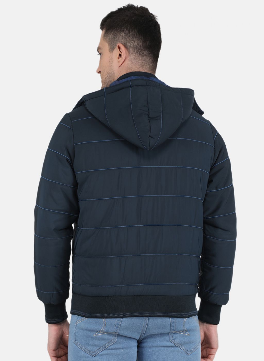 Men NAvy Blue Solid Jacket