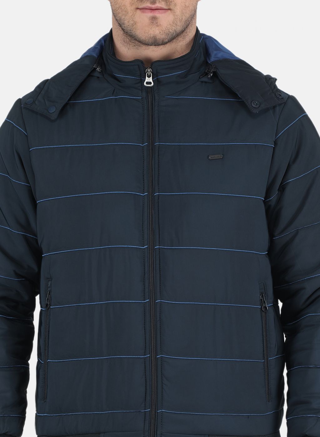 Men NAvy Blue Solid Jacket