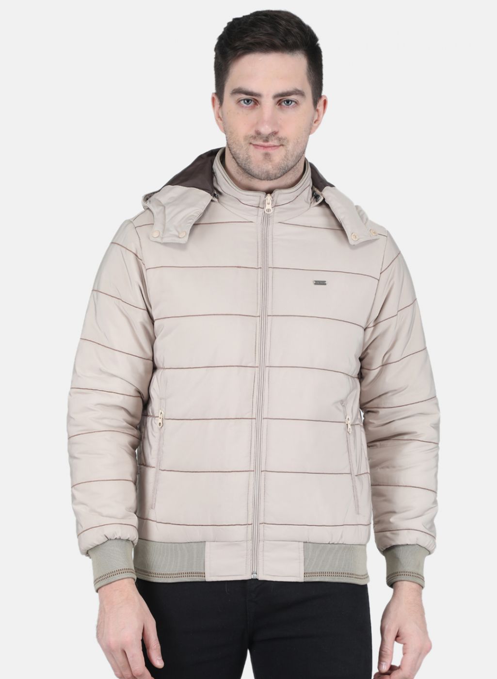 Men Beige Solid Jacket