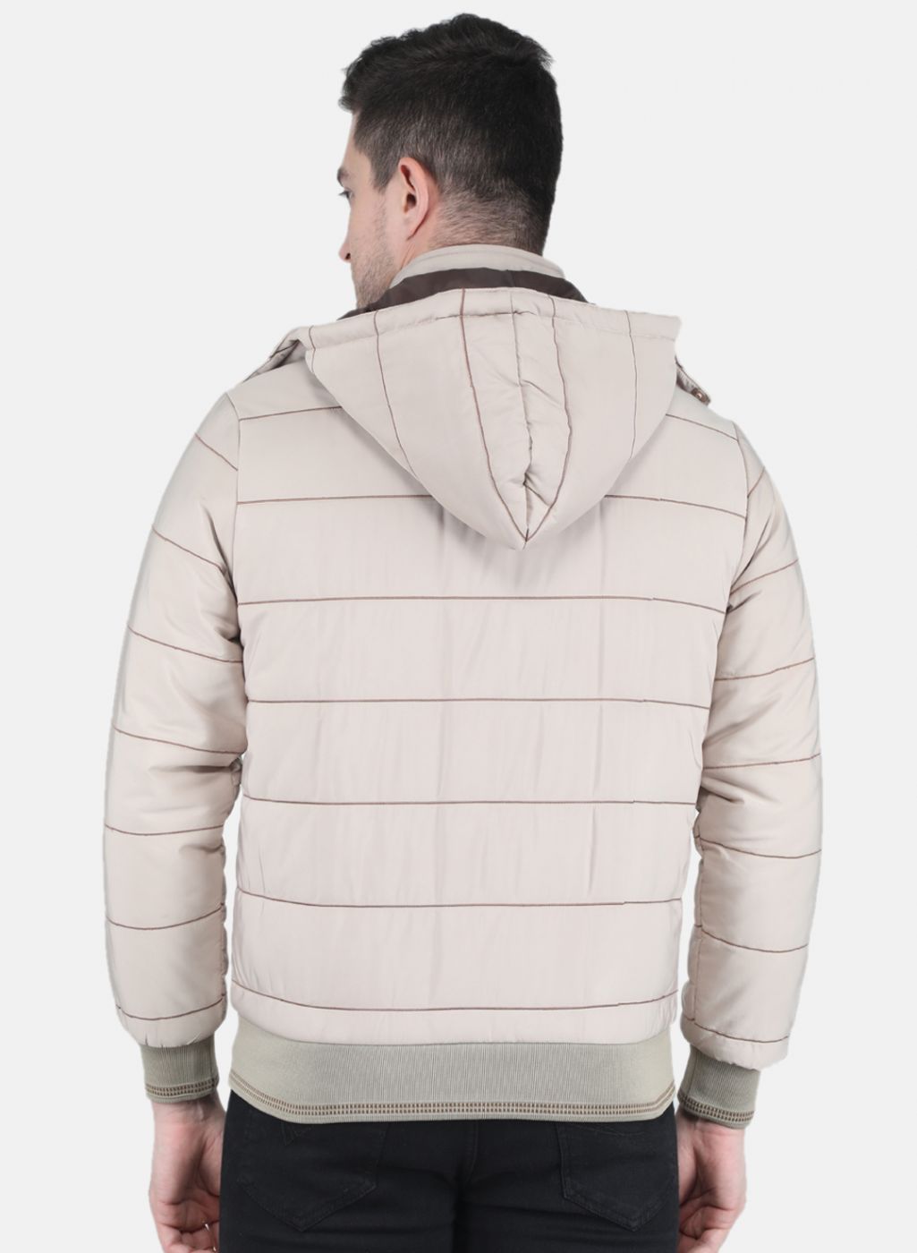 Men Beige Solid Jacket