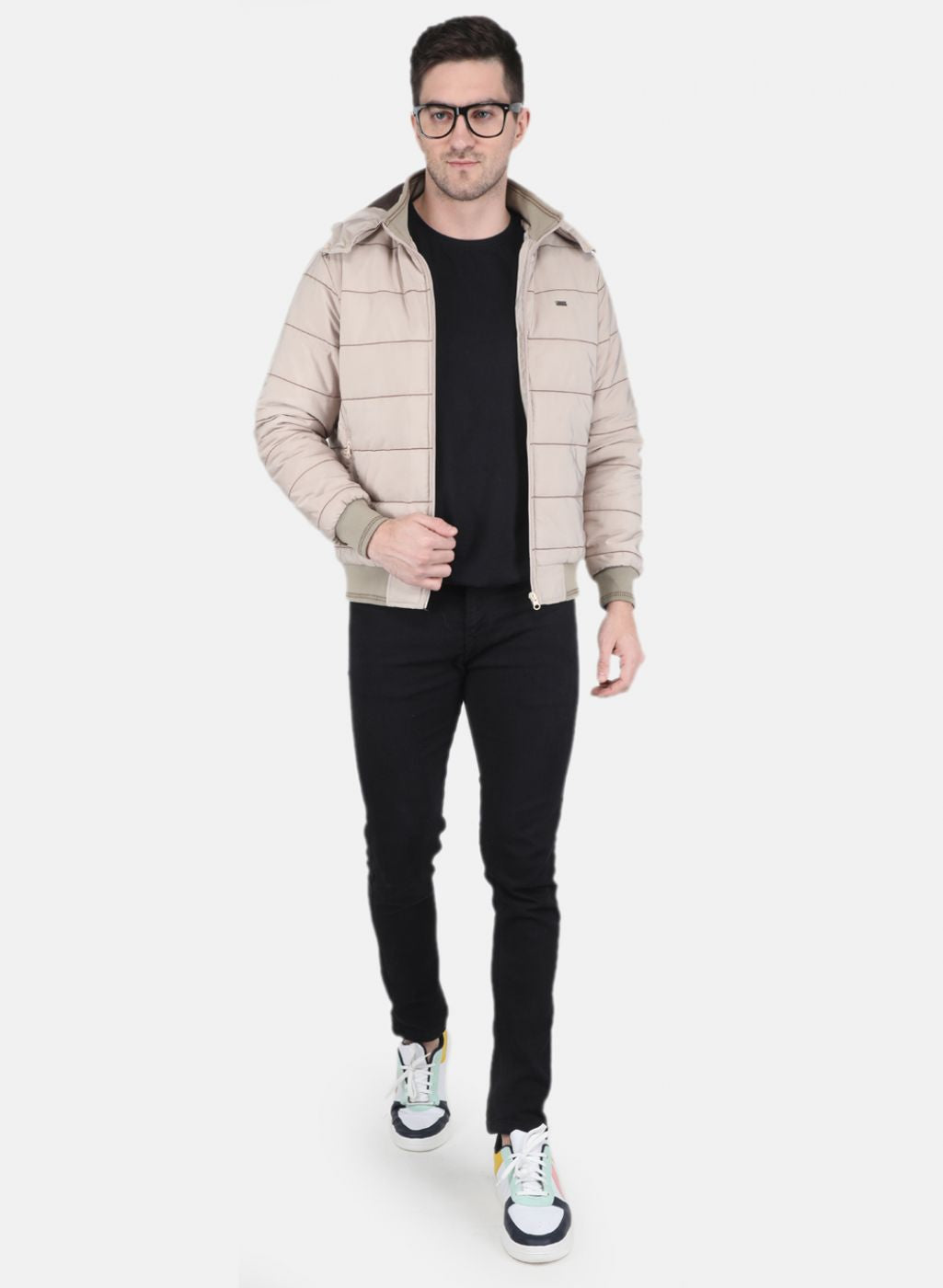 Men Beige Solid Jacket