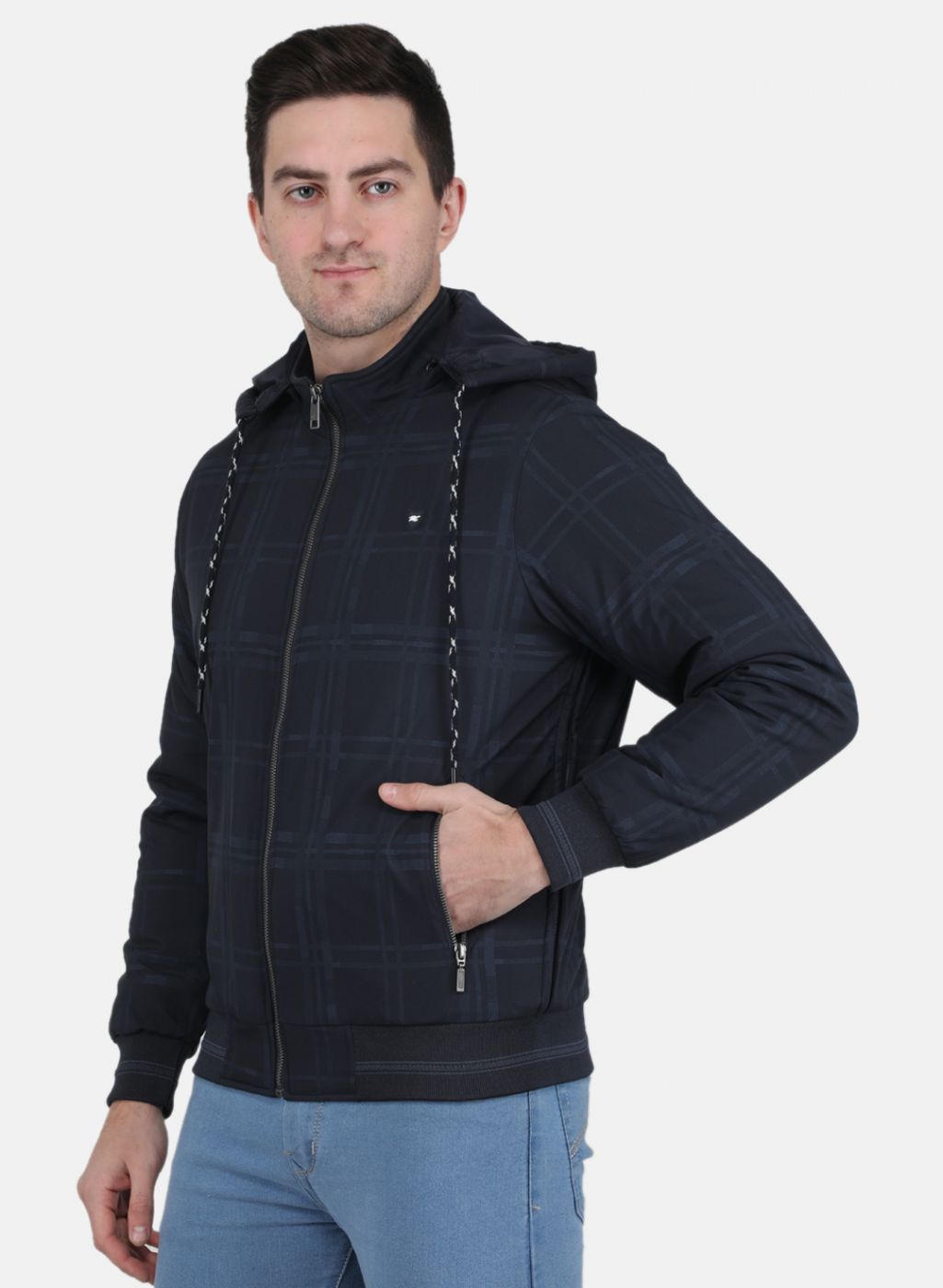 Men NAvy Blue Check Jacket