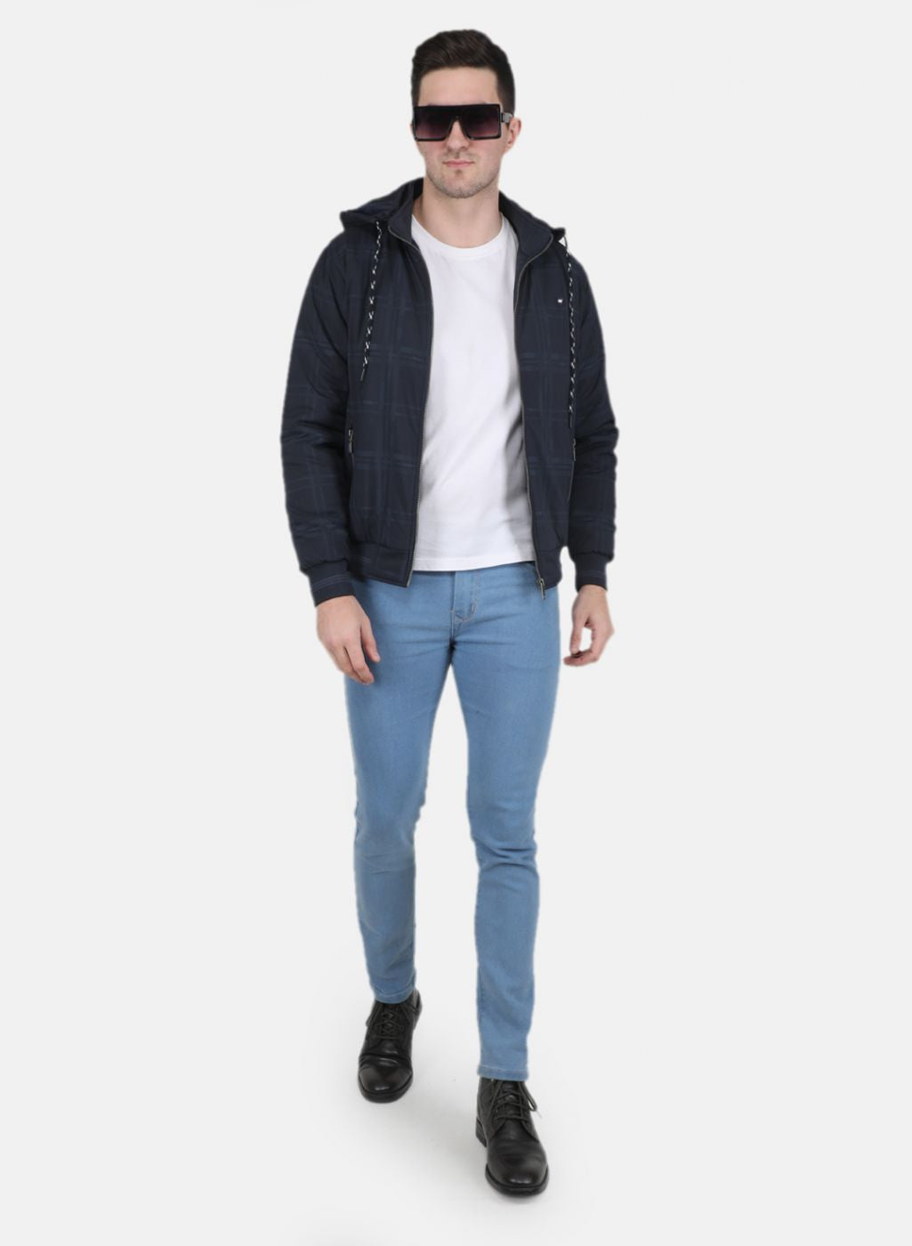 Men NAvy Blue Check Jacket