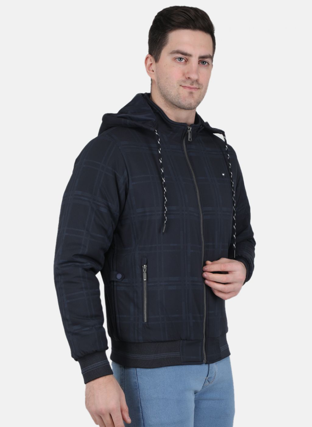 Men NAvy Blue Check Jacket
