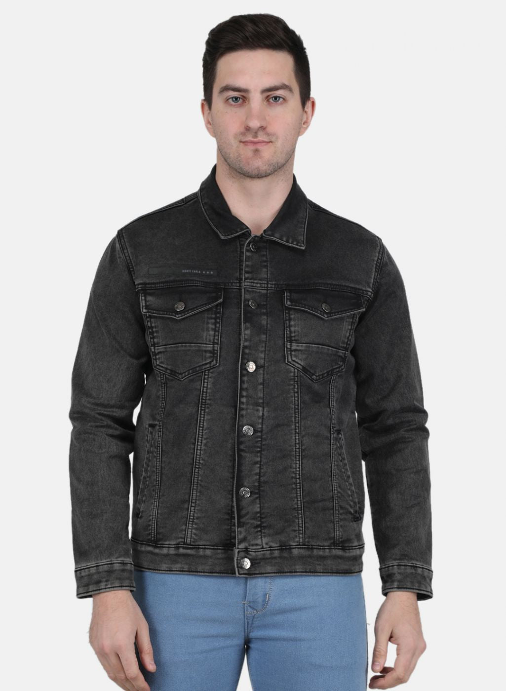 Men Grey Solid Jacket