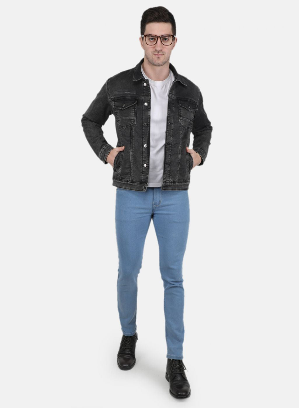 Men Grey Solid Jacket