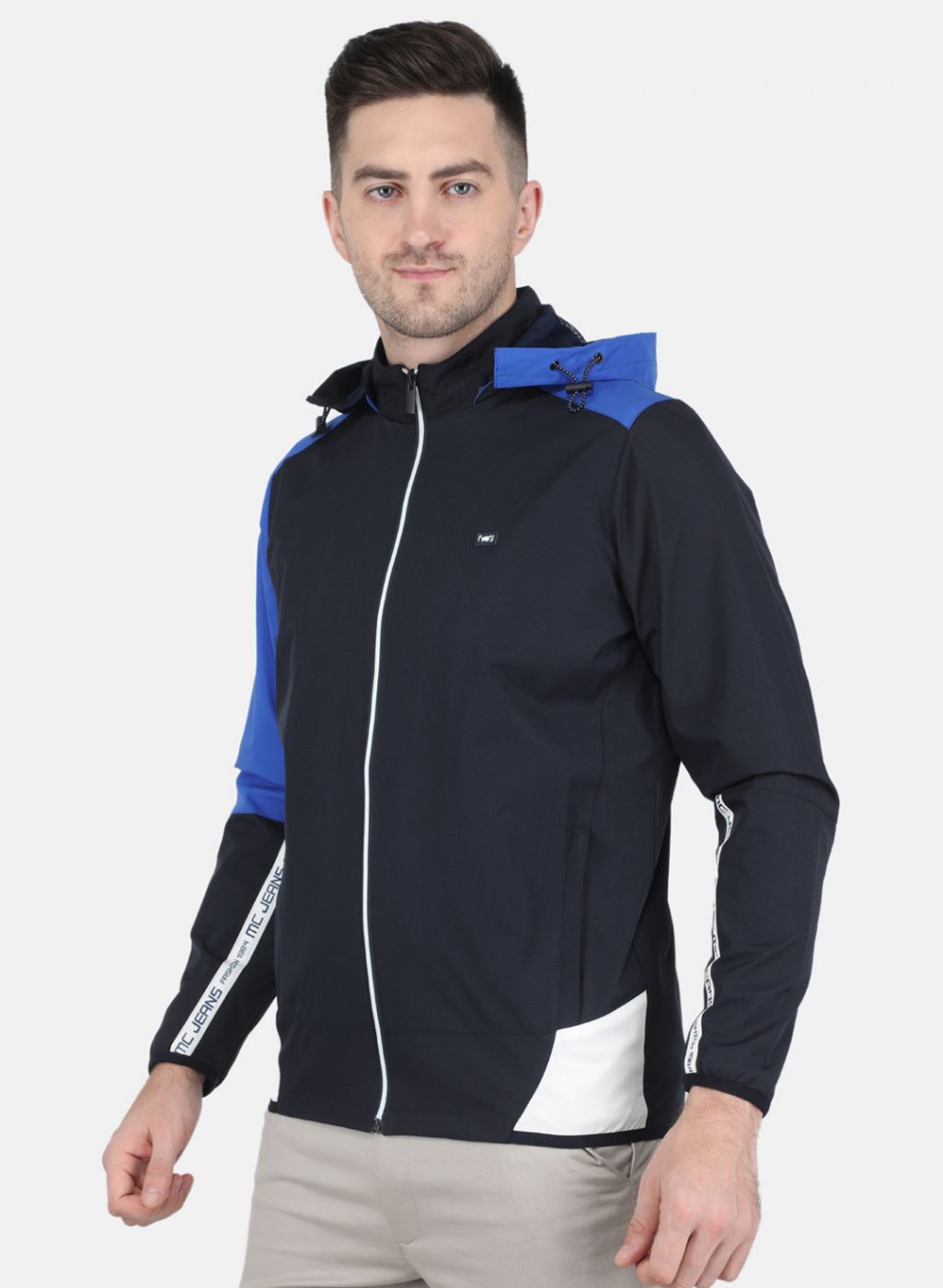 Men NAvy Blue Solid Jacket