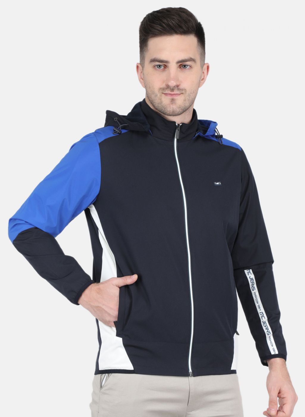 Men NAvy Blue Solid Jacket