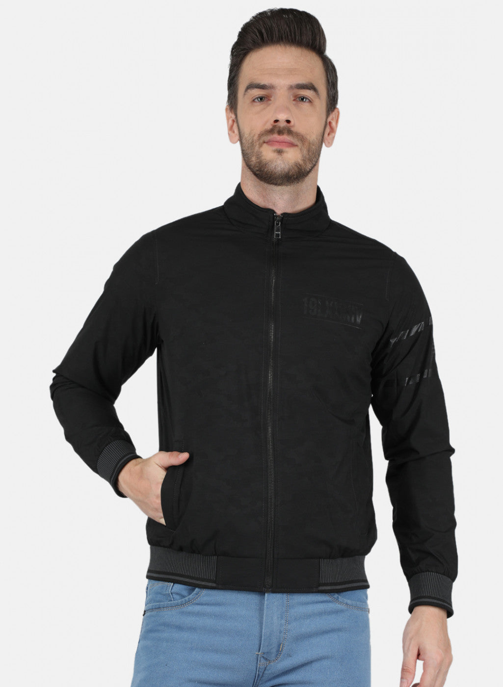 Men Black Jaquard Jacket