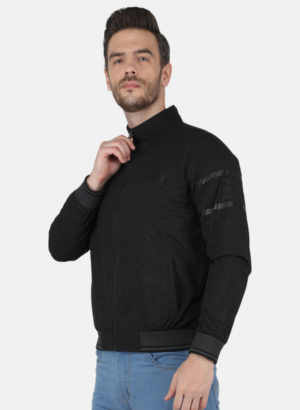 Men Black Jaquard Jacket