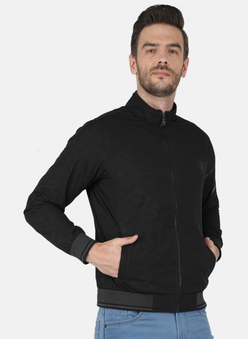 Men Black Jaquard Jacket