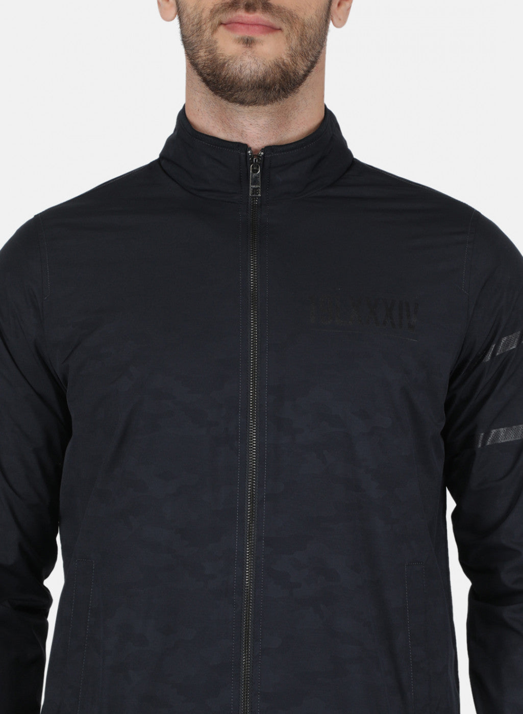 Men NAvy Blue Jaquard Jacket