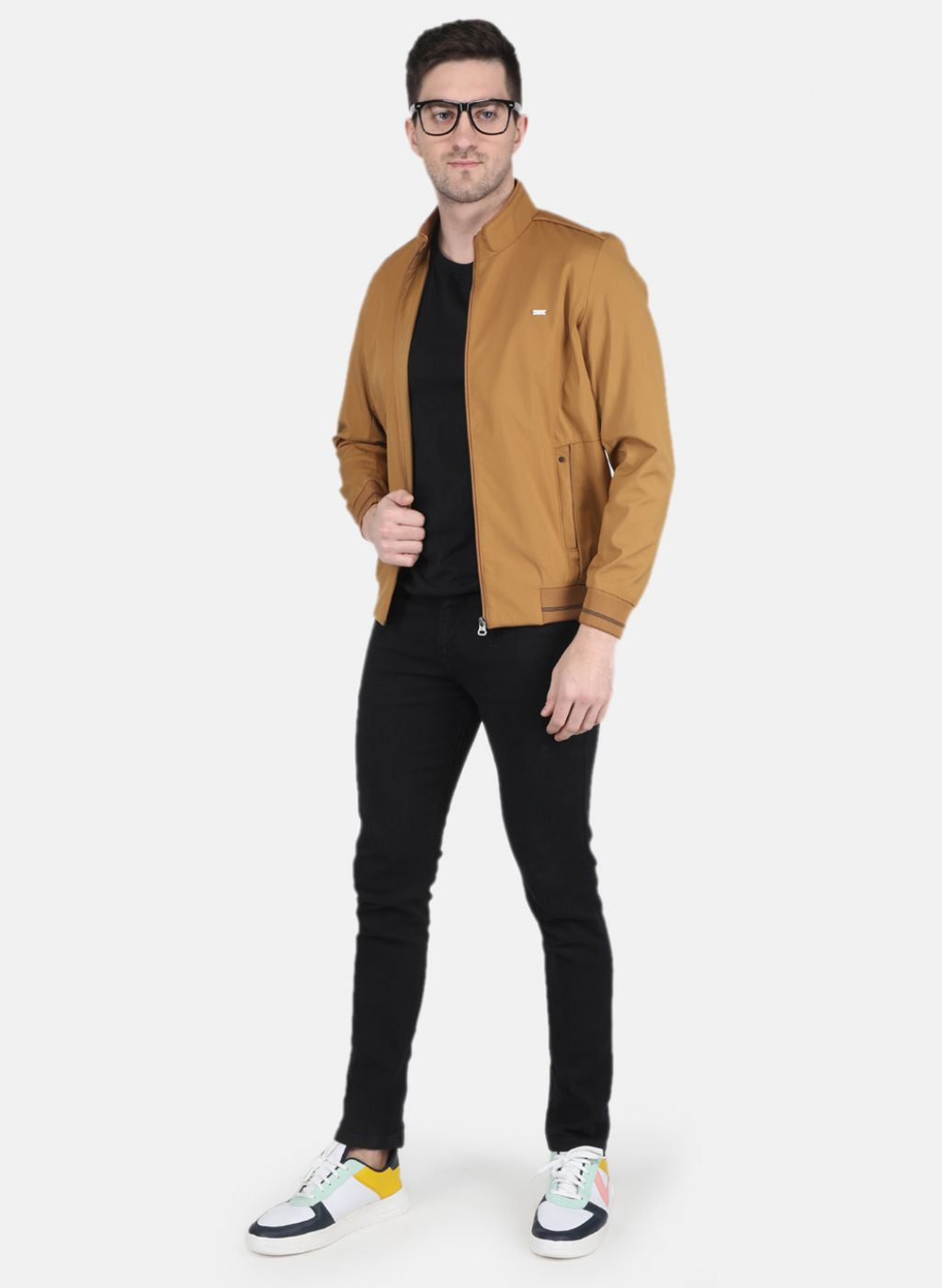 Men Orange Printed Jacket